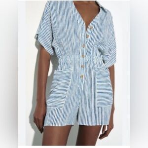 Striped Button-Down Romper